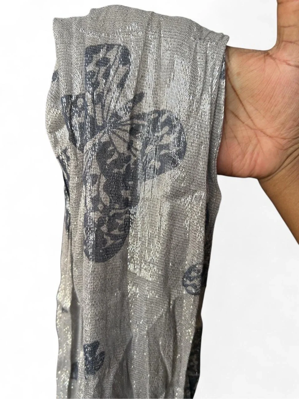 Y2K Silver Metallic Butterfly Fringe Neck Scarf Black Whimsigoth Dark Academia M